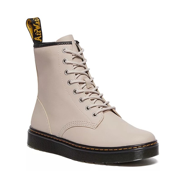 DR.MARTENS WOMENS ZAVALA TAUPE VINTAGE COMBAT BOOT NWOB CLASSIC SZ 8 - Picture 4 of 7